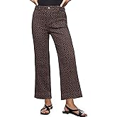 luvamia Wide Leg Jeans for Women High Waisted Leopard Cheetah Print Stretch Cropped Denim Pants Patch Pocket Flare Jeans