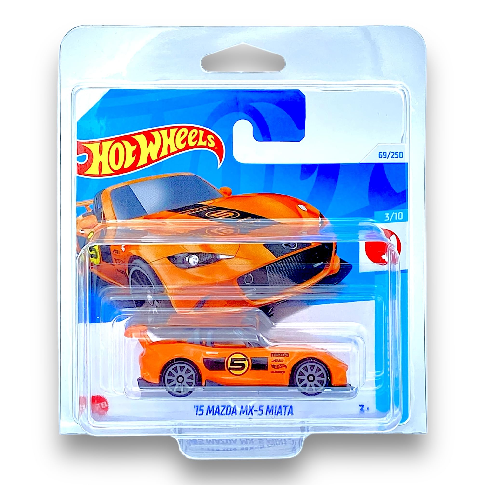 Hot Wheels '15 Mazda MX-5 Miata (Orange & Black) 3/10 HW J-Imports - 2024-69/250 (Short Card) - COMES IN A GENUINE KLAS CAR KEEPER PROTECTOR CASE - HTD22