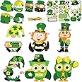 chiazllta 30 PCS St. Patricks Day Craft Kits for Kids DIY Leprechauns Shamrock Owl Gnome Sticker Craft Ornament St. Patricks Art Craft for Party Home Class School Game Activities