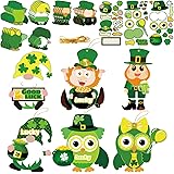 30 PCS St. Patricks Day Craft Kits for Kids DIY Leprechauns Shamrock Owl Gnome Sticker Craft Ornament St. Patricks Art Craft 