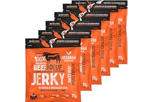 Meridian Smokehouse 100% Grass-Fed Beef Jerky - Sweet Heat - 6 Pack - Made in Canada - Gluten Free - No Hormones or Antibioti