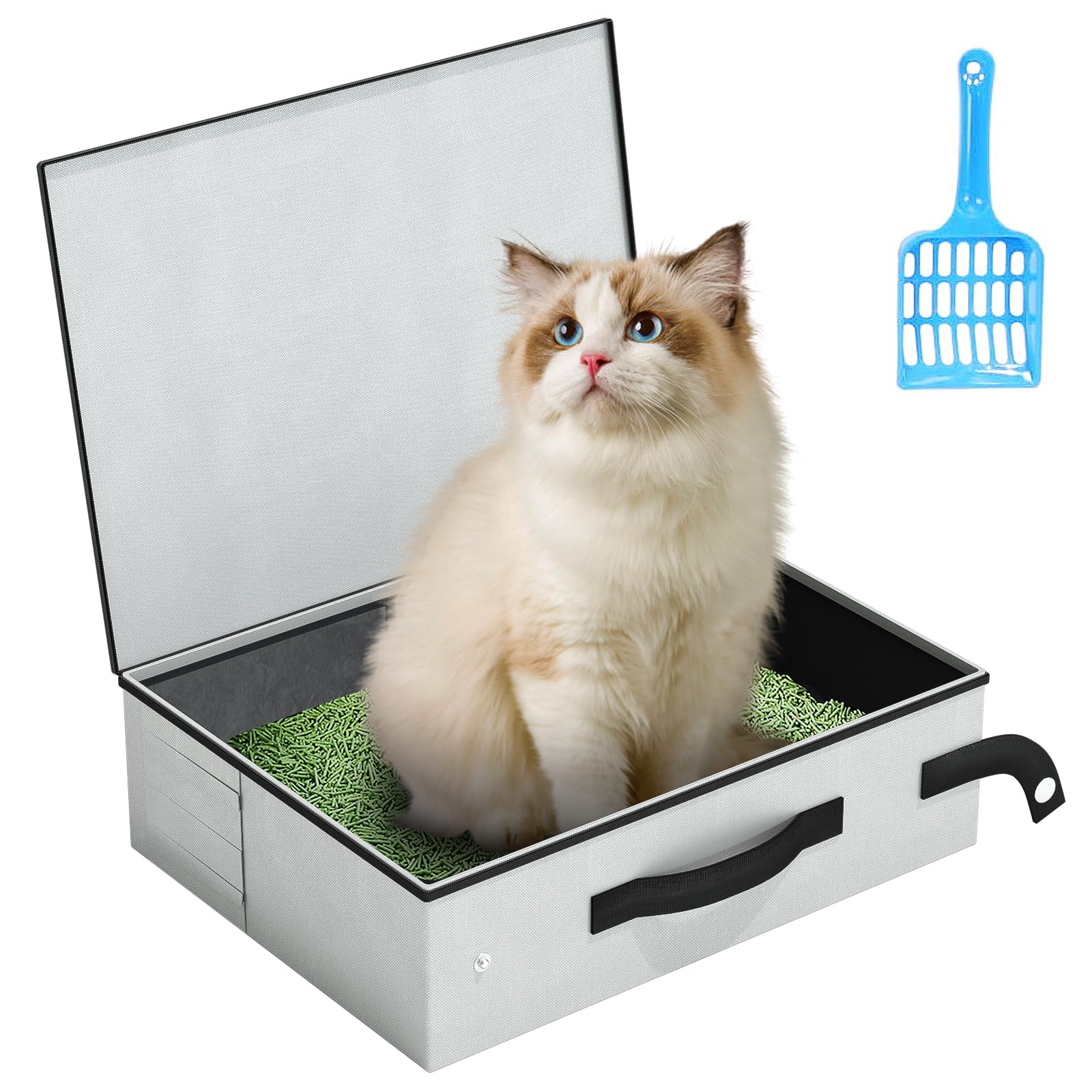Photo 1 of *USED*CIYWEE Portable Travel Cat Litter Box for Cats with Lid,Leak-Proof Waterproof Foldable Kitty Litter Box, for Cat Travel Essentials, Hotel, Airplane and Other Outdoor Use(Grey)