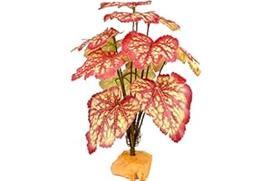 Woyrise Reptile Artificial Plants for Terrarium Decor, Amphibian Habitat Decorations Bearded Dragon Tank Accessories fit Crested Gecko Leopard Lizard Chameleon Snake Frog - Fake Pink Heuchera