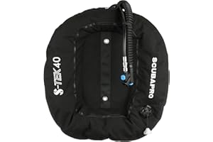 SCUBAPRO S-Tek Donut Wing for Technical Scuba Diving, Includes Inflator Hose and K-Style BPI, 40lbs/18kg, Black