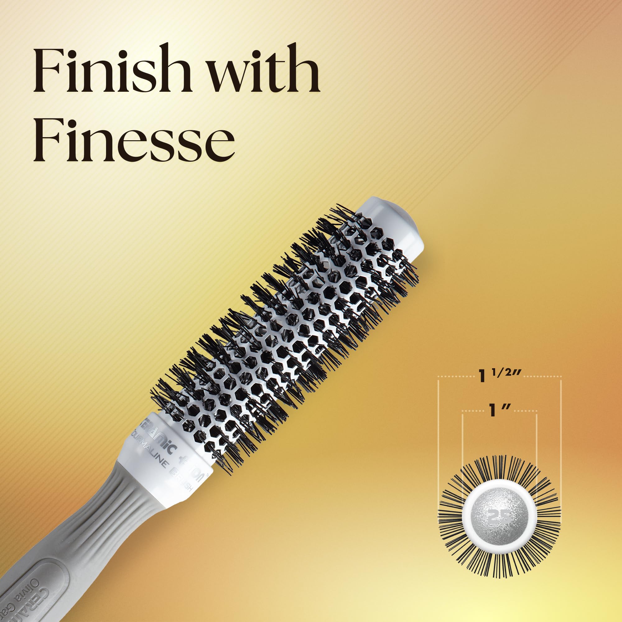 Olivia Garden Ceramic + Ion Round Thermal Hair Brush - Not Electrical - Professional Blowout Brush for Normal to Thick Hair
