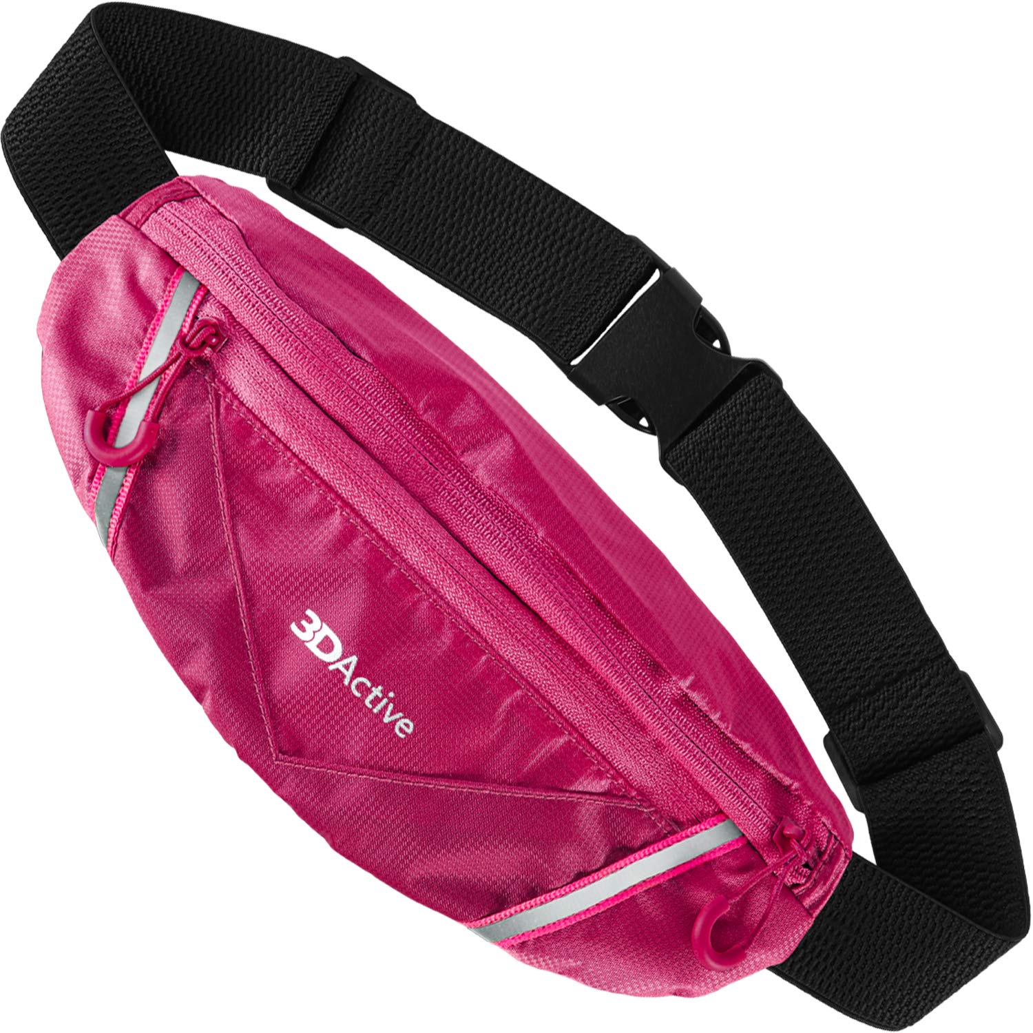 3DActive Running Belt PRO Waist Pack, Water Resistant Runners Belt, Workout Fanny Pack, Ultra-Lightweight, Adjustable, Reflective Running Pouch for Exercise, iPhone, Android & Accessories - Magenta