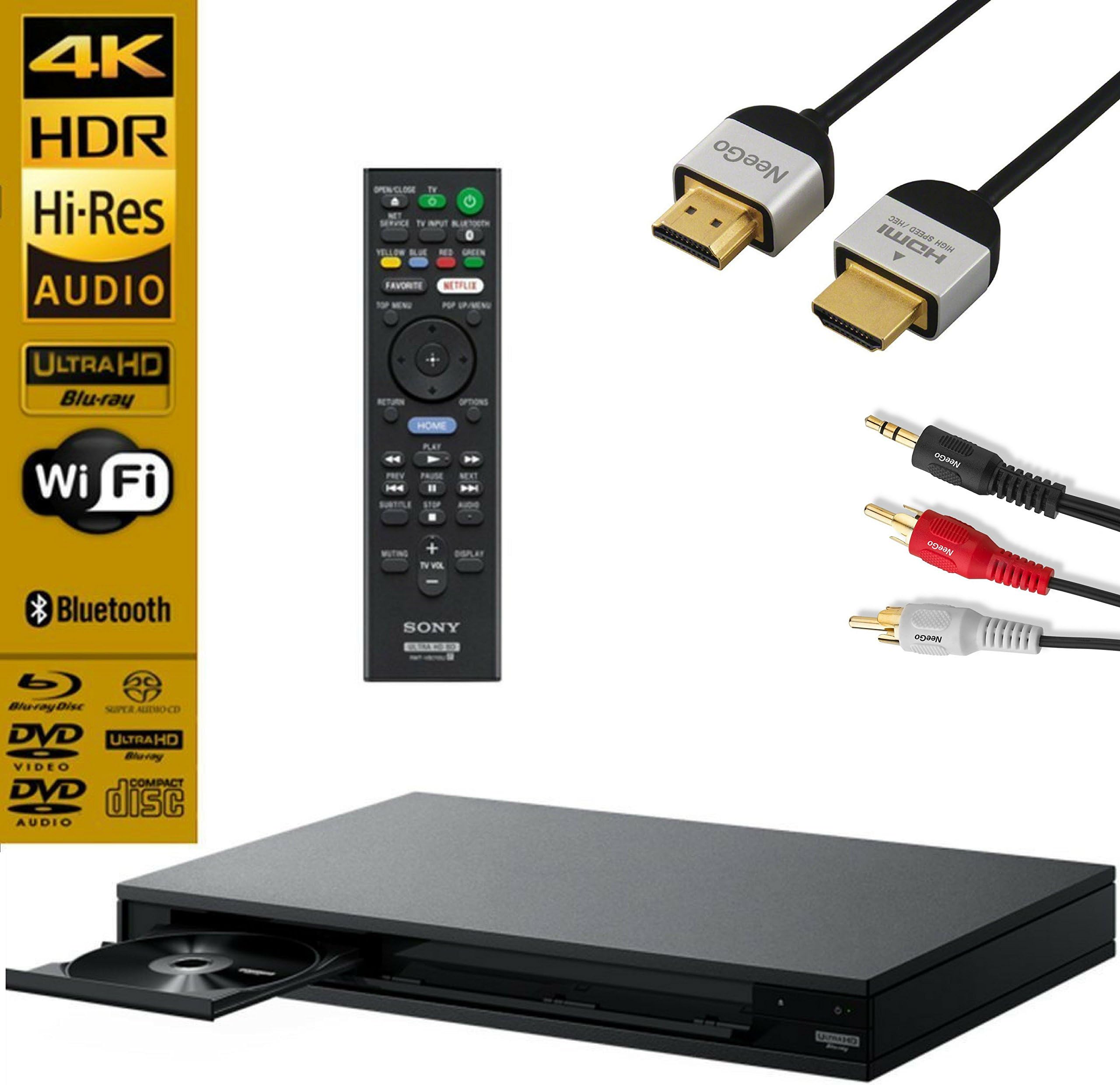 Sony UBPX800 Streaming 4K Ultra HD 3D Hi-Res Audio Wi-Fi And Bluetooth Built-In Blu-ray Player With A 4K HDMI Cable And Remote Control- Black