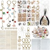 Himake 389Pcs Charms Lip Gloss Keychain Making Kit, DIY Bag Charm Kit with Gift Bag, Key Chain Making Supplies Including Charms, Clips, Chains, Plier & Tools