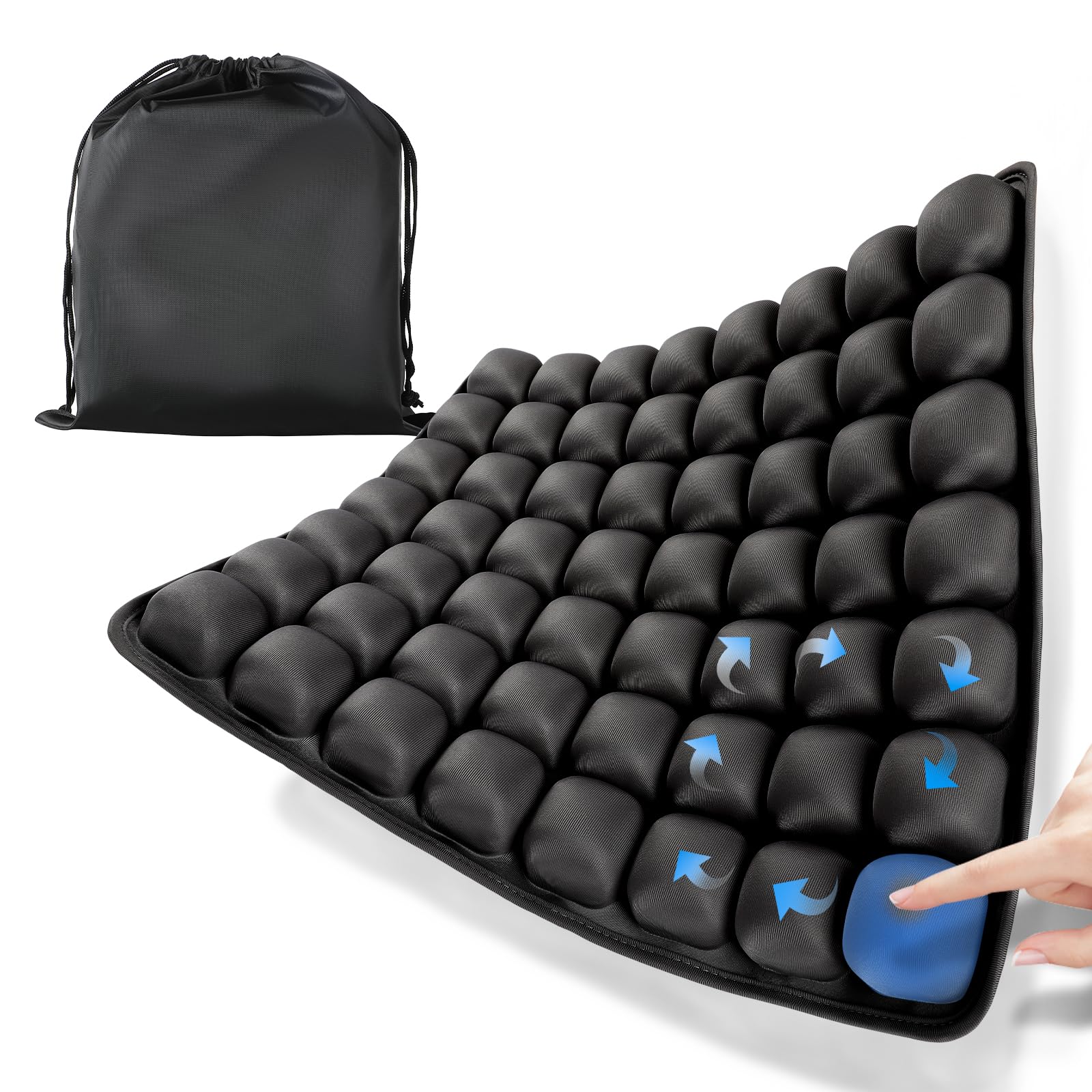 Photo 1 of ECWAY Sondor Travel Cushion, Airplane Seat Cushion for Air Travel, 56 Bubbles Portable Seat Cushion for Long Flights, Inflatable Cushion for Office Chair, Wheelchair, Camping, Home Living (Black)