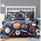 Boys Full Size Bedding Set - 7 Pieces Sports Bedding Full Comforter Sets | Glow in the Dark Kids Comforter Set, Boys Bedding with Comforter, Sheets, Pillowcases &amp; Shams