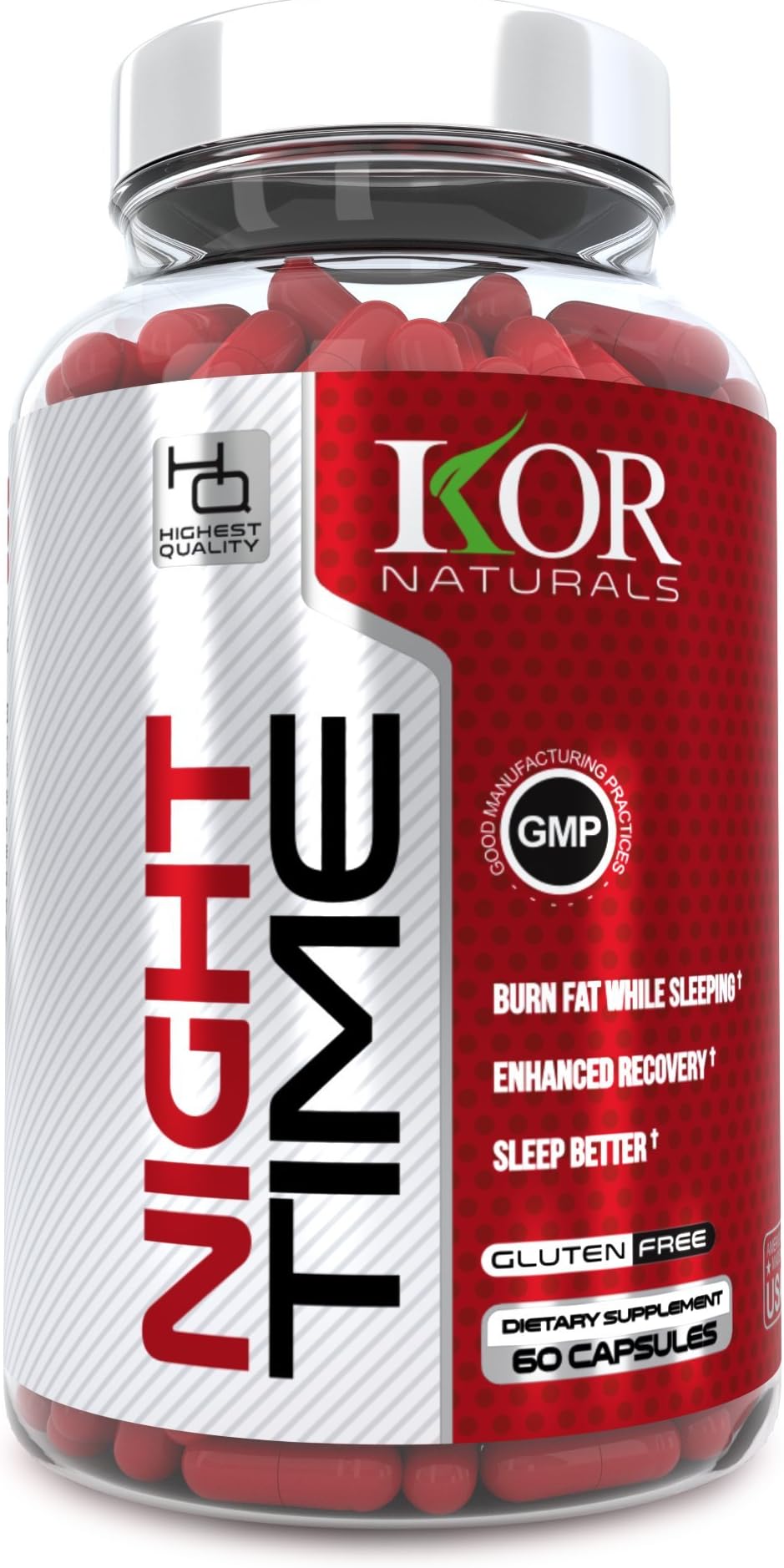 KOR - Night Time Sleep Aid & Fat Burner Supplement for Men & Women - Sleep Better, Recover Faster & Burn Fat - Guaranteed Results - 60 caps