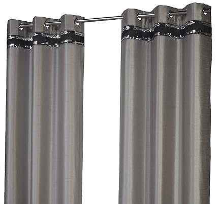 Savoy Silver Ring Top Eyelet Fully Lined Readymade Curtain Pair