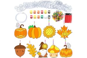 FPRL 27 Sets DIY Window Paint Art Suncatcher Fall Crafts Leaf Pumpkin Acorn Sunflower Decorations Autumn Sun Catchers for Kids Classroom Thanksgiving Halloween Crafts Harvest Party Arts and Crafts