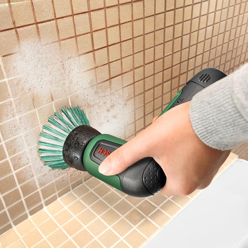 TAYDO (UniversalBrush 4V) Akku-Elektrobürsten (Bürste, Detailbürste, Padhalter, Hochleistungspad, Mikrofaserpad, Küchenschwamm, Schmutzradierer, Polierpad, Tasche)