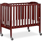 Dream On Me 2 in 1 Folding, Birch Portable Crib, Cherry