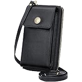 Peacocktion RFID Crossbody Wallet Women Small Travel Leather Cell Phone Wallet Purse Zipper Crossbody Bag
