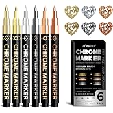 Pagather Chrome Paint Markers, 6 Colors Permanent Liquid Mirror Pens | For Plastic, Metal, Models, Jewelry, Glass &amp; DIY Crafts, Create Reflective Mirror Finishes with Brilliant Metallic Effects