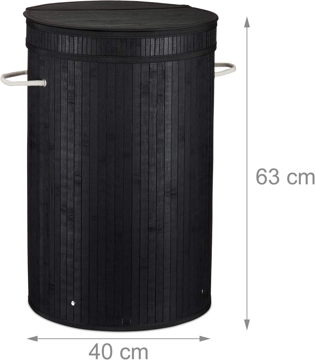 Amazon Com Relaxdays Black Lidded Laundry Hamper Round Clothes