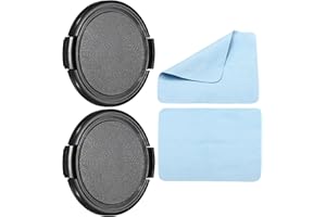PATIKIL Camera Lens Cap, 2 Pack Sides Pinch Front Lens Cover with Microfiber Cleaning Cloth for 55mm Thread Universal DSLR Le
