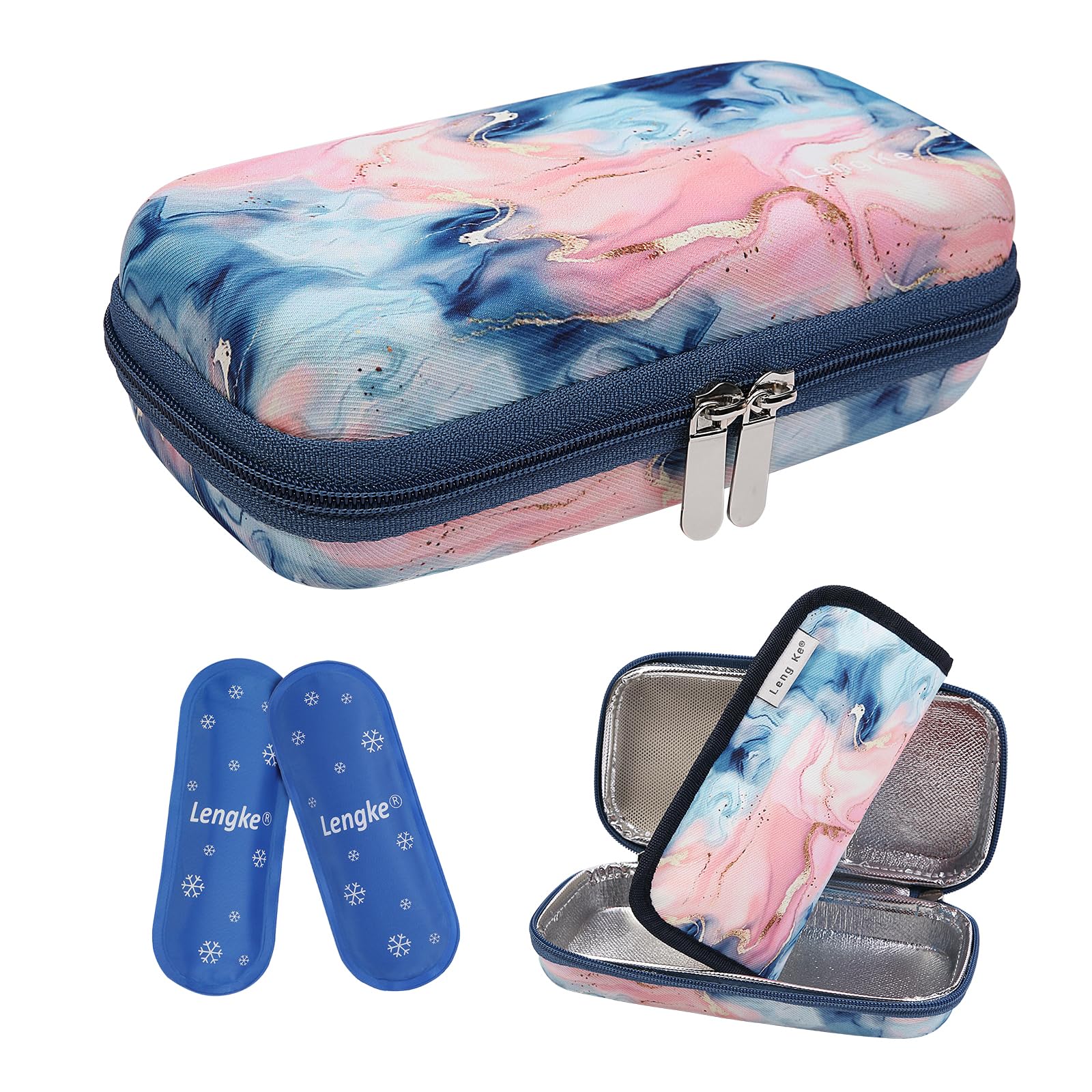 BOMKEE Insulin Cooler Travel Case, Insulated Pouch for Insulin Refrigerated Medicine Organizer Bag Carrying Case Storage Bag with 2 Ice Pack
