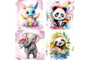 bleihum 4 Pack Paint by Numbers Kit for Kids Ages 4-8-12, Animal Paint by Number for Kids, DIY Acrylic Oil Painting Kit for Wall Decor Gifts(8X8inch)