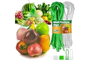 RAINFLOW Mesh Produce Bags - 20Inch Mesh Vegetable Bags Onion Storage Bag Net with Loop-Style Closures,Seafood Boil Bag,Stora