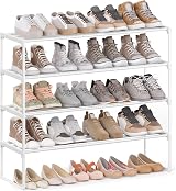SONGMICS 4-Tier Shoe Rack Storage Organizer Metal Upright or Upside Down