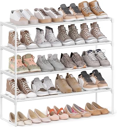 SONGMICS 4-Tier Shoe Rack Storage Organizer Metal Upright or Upside Down