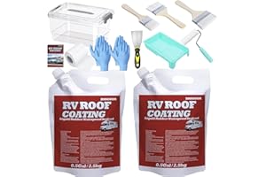 DNSGOOR RV Roof Coating White 1 Gallon, Waterproof RV Roof Sealan,Solar Reflective Sealant,Flexible Rubber Repair Coating for Trailers, Campers, Motorhomes Leak Repair