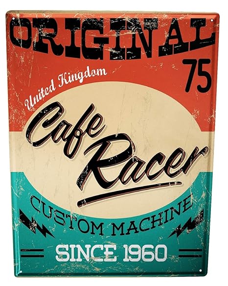 Cartel Letrero de Chapa café racer