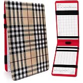 AMBOJ Golf Scorecard Holder, Leather Yardage Book Cover for Golfers, Portable Golf Score Card Holder, Course Notebook Cover, Golf Accessory for Men Women