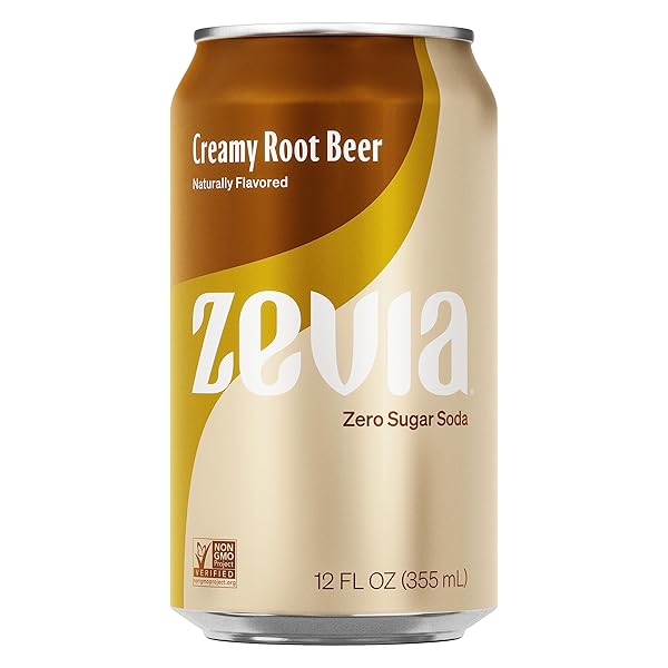ZEVIA ZERO CALORIE SODA, CREAMY ROOT BEER, 12 OUNCE CAN