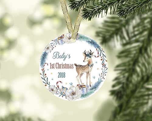 baby's first christmas deer ornament