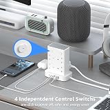 toomke 8 Way Tower Extension Lead with USB C & USB A, 1.8m, 4 Independent view 6