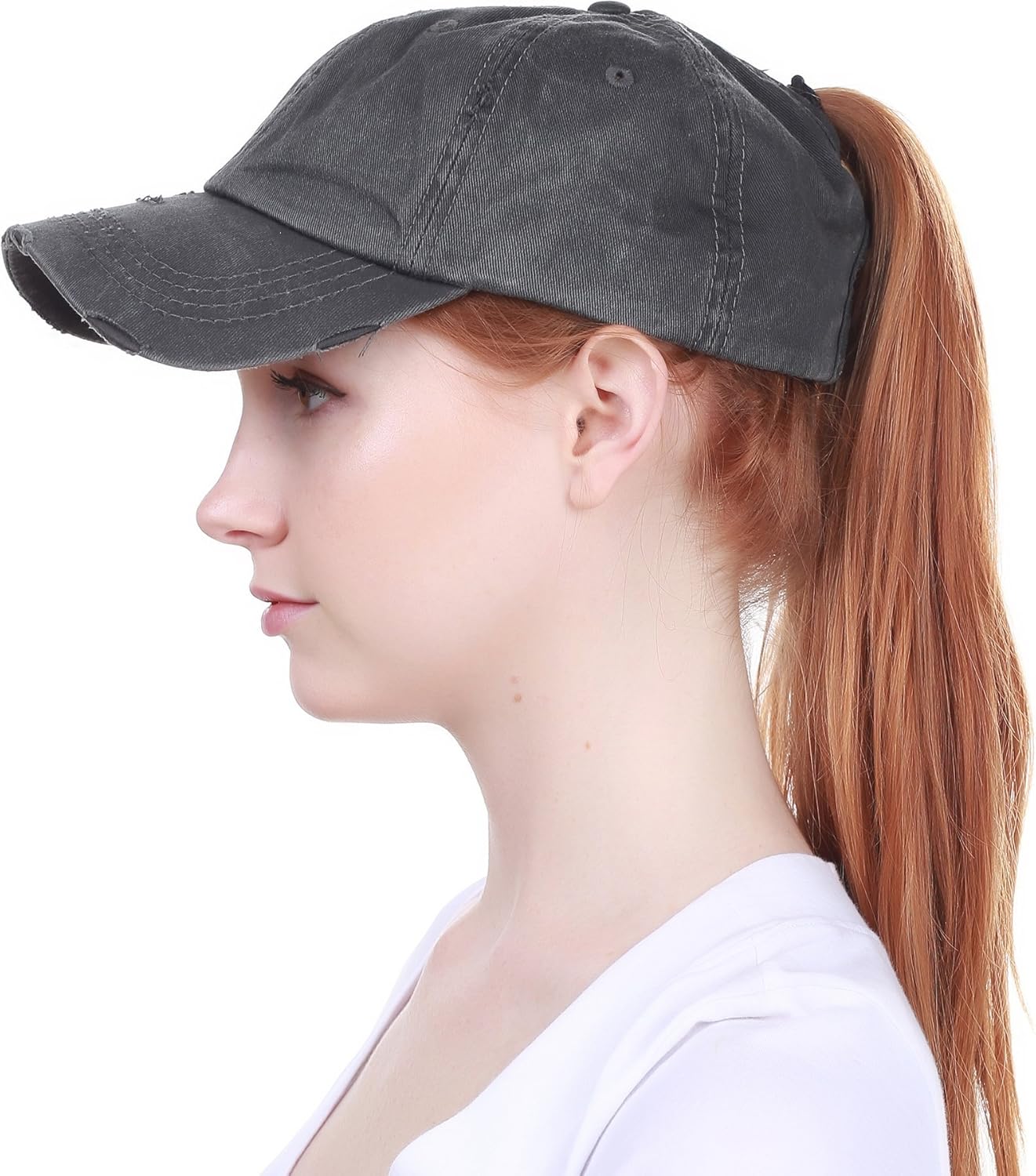 KBETHOS Ponytail Messy High Bun Headwear Adjustable Cotton Trucker Mesh