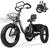 ESKUTE T300Pro Electric Trike for Adults,998.4Wh Long-Range Battery, 1200W Peak Motor, 20"x4.0" Fat Tires, 3-Wheel Tricycle Seniors Butterfly Handlebar E-Bike with Storage Bags
