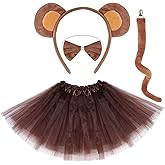 Dxhycc Monkey Costume Set Monkey Ears Headband Tail Bowtie Tutu-Halloween, Dress Up, Cosplay Accessory Kit