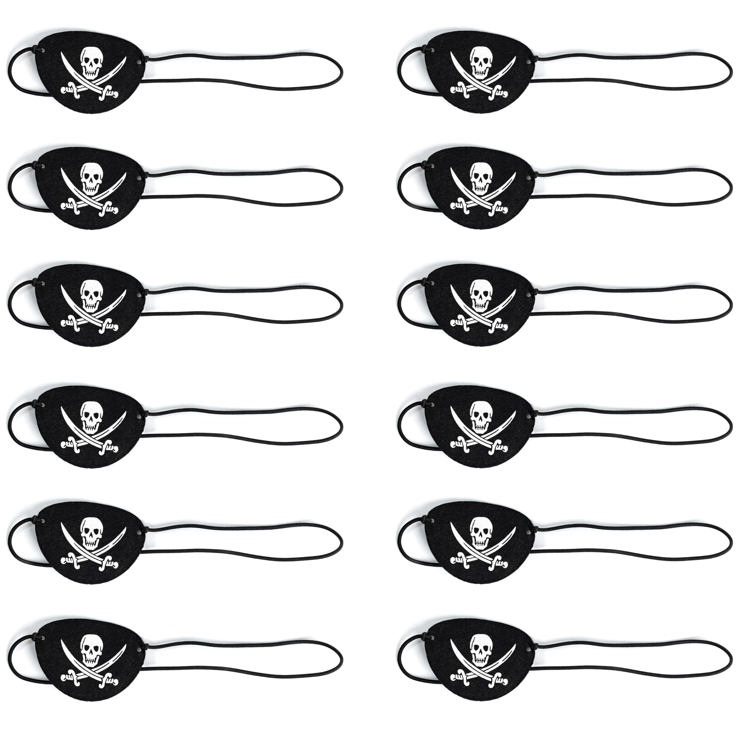 Toyseum 12 x Kids Pirate Eye Patch, Soft & Comfortable Felt, Fit Children of All Ages, Great for Boys & Girls Party Bag Fillers, Fancy Dress Parties, Cosplay, and School Events, Pack of 12