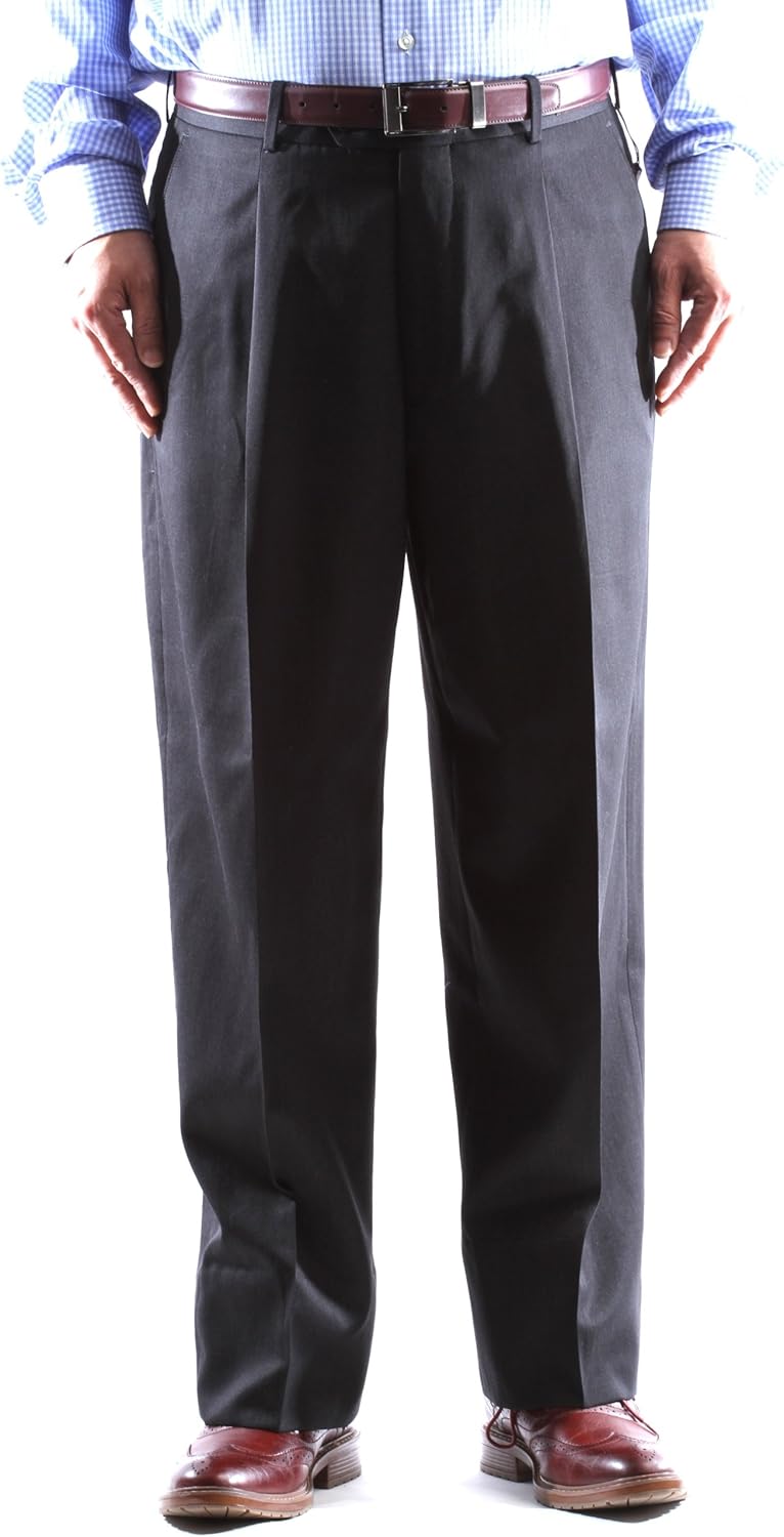 Men's 100 Virgin Wool Super Gabardine Charcoal Dress Pants at Amazon