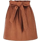 KANCY KOLE Women's Corduroy Skirt Casual High Waist A Line Skirt Skirt Short Skirt with Pockets Elastic Waist