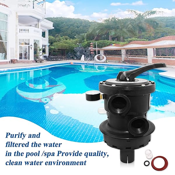 TIROAR SP0714T TOP-MOUNT MULTI PORT VALVE COMPATIBLE WITH HAYWARD VARIFLO,REPLACEMENT FOR HAYWARD ABOVE-GROUND PRO OR VL 210 SERIES SAND FILTER,1-1/2 SEVEN POSITION CONTROL VALVE,BLACK