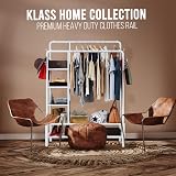 Klass Home Collection Heavy Duty Clothes Rail 120KG White Metal Rack double view 7
