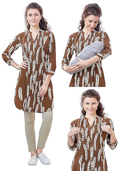 Designer Maternity/Nursing/Easy Feeding/Western TOP/Breastfeeding/Kurti/Kurta/Dress/with Zippers for Post Pregnancy for Women