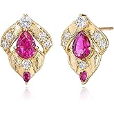 FETTERO Stud Earrings for Women - 14K Gold Plated CZ Hypoallergenic Earrings Studs Dainty Black CZ Leaf Gold Earrings for Women Trendy Statement Jewelry