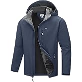 33,000ft Men's Softshell Jacket with Hood Fleece Lined Windbreaker Lightweight Waterproof Jackets for Hiking