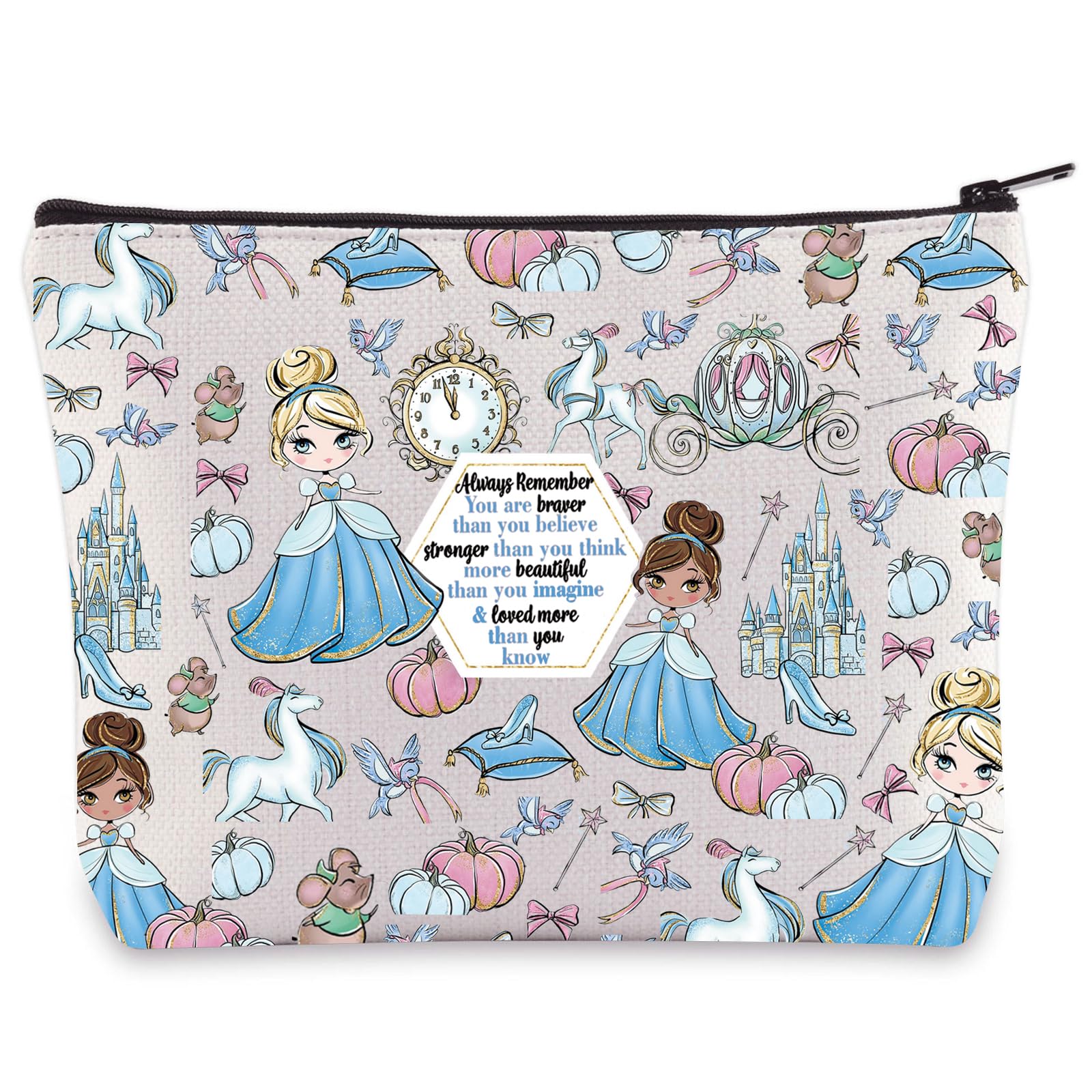 WZMPA Magical Princess Cosmetic Bag Scullery Maid Fans Gift You Are Braver Stronger Beautiful Than You Know Makeup Zipper Pouch Bag, Always Princess C