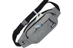 SINNO Large Crossbody Fanny Pack for Women Men Belt Bag With 4-Zipper Pockets for Travel Running Hiking Workout Dog Walking Outdoors Sport Fishing Waist Pack Bag Carrying All Phones