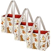 VENO 3 Pack Christmas Reusable Grocery Bags, Shopping Bags for Groceries, Tote with Handles and Hard Bottom, Foldable Shopping Cart Organizer, Water Resistant, Heavy-Duty (Holiday Pups, 6 Gallon)