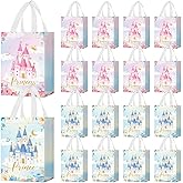 Locmeo 24 Pcs Party Favor Bags with Handles Reusable Non Woven Candy Goodie Bags Treat Gift Bag for Girl Boy Birthday Baby Shower, 8 x 4 x 10 Inch