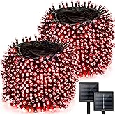 2 Pack 480 LED Solar Chrismas Lights Outdoor, 170 FT Super Long Solar String Lights for Outside with 8 Modes & Memory Function, Waterproof Twinkle Light for Xmas Tree Yard Party Decorations (Red)